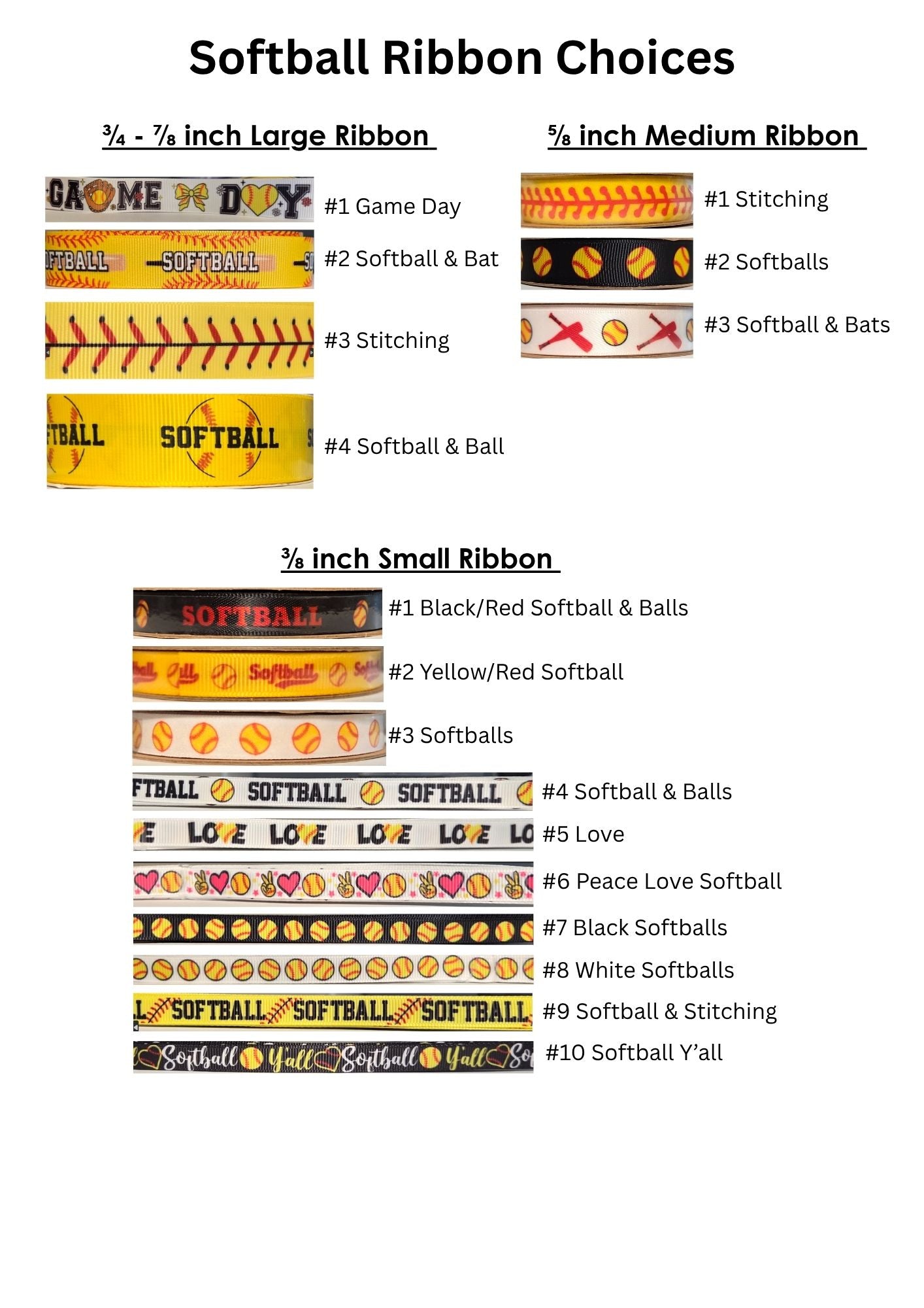 Customized Softball Themed Ribbon Hair Ties