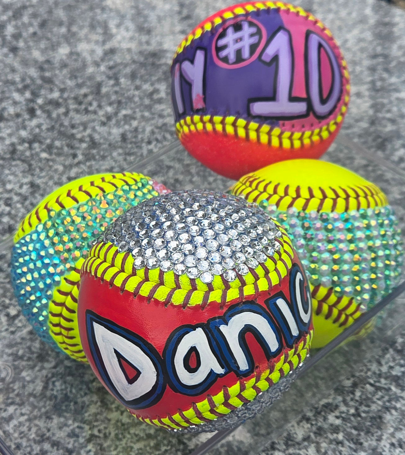 Personalized Bedazzled Softball