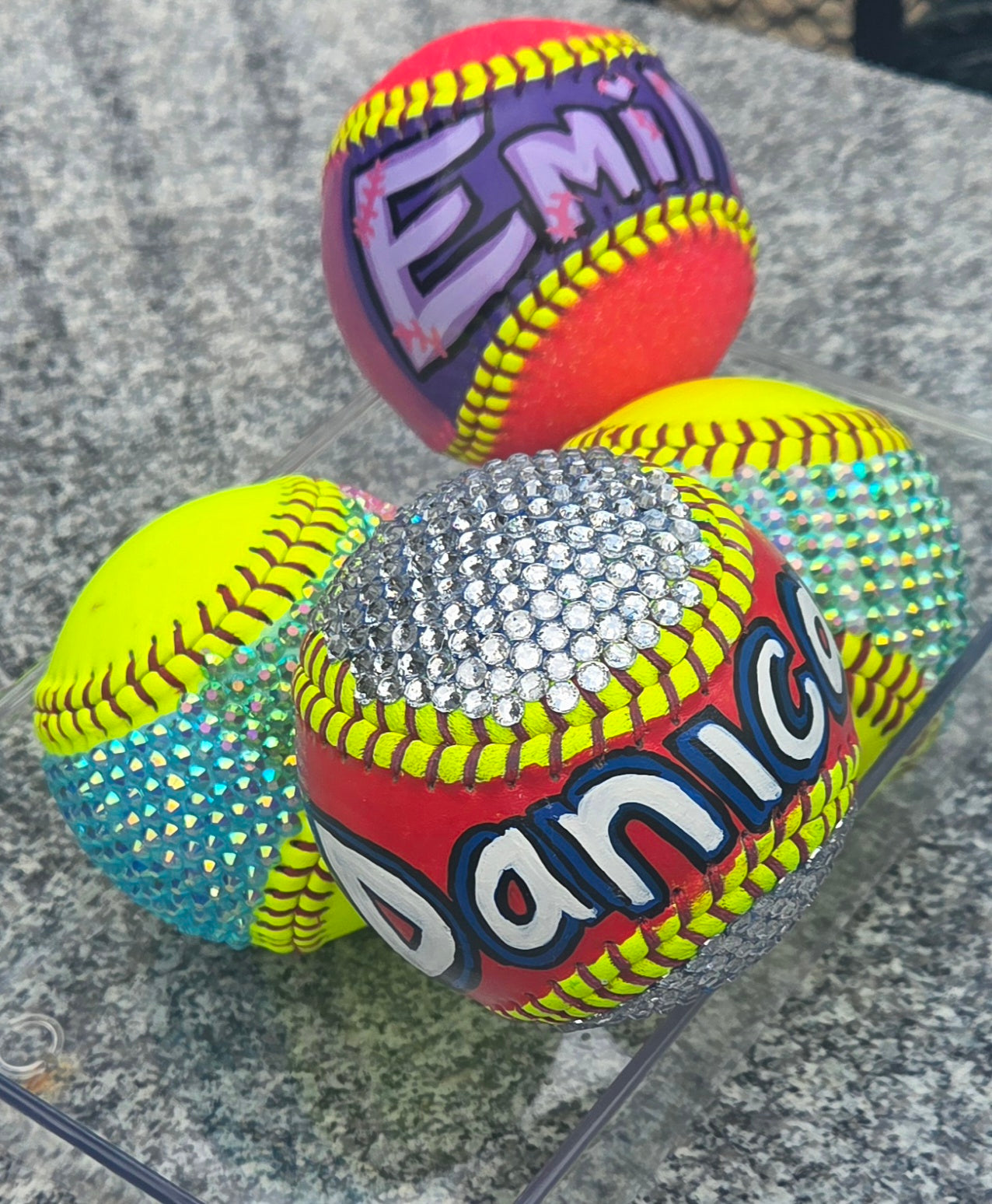 Personalized Bedazzled Softball